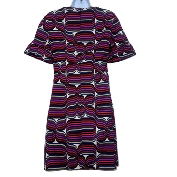 Trina Turk Swirly Art to Wear Dress Darling Bell Sleeve Y2K size 4 - Picture 3 of 12